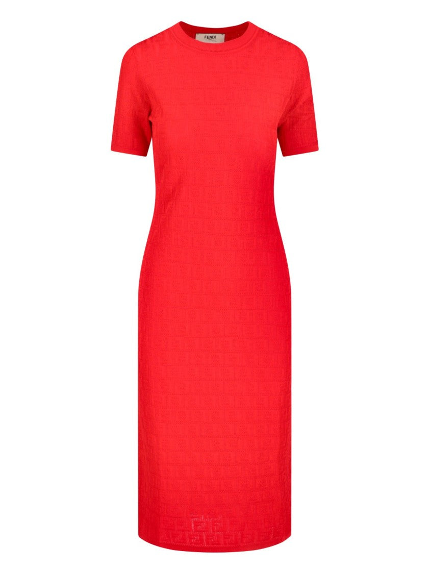 Fendi Form-Fitting Red Dress With Clean Lines And Classic Cut