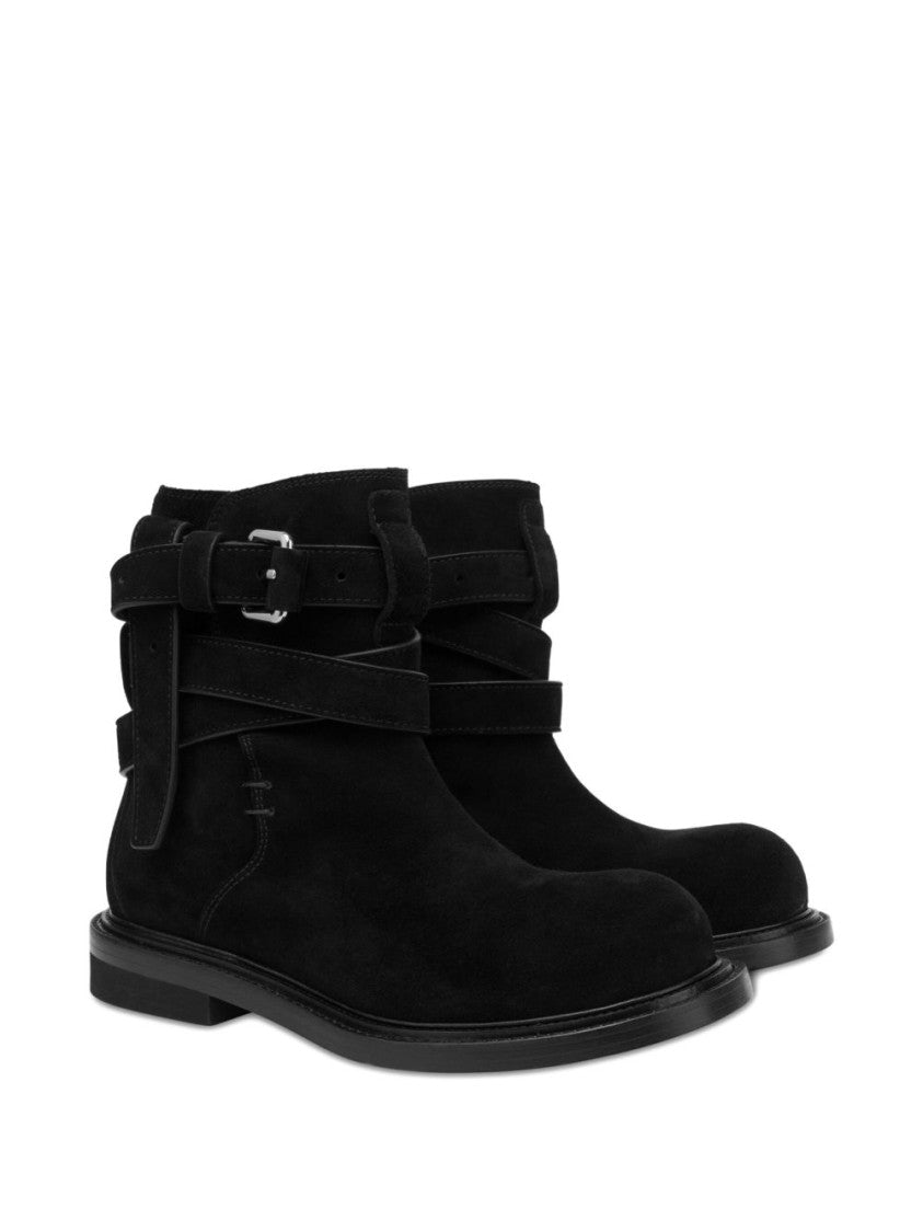 Moschino Adjustable Buckle Black Ankle Boots