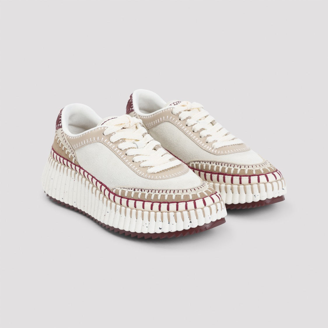 Chloé Multi-Panel Suede Sneakers With Hand-Stitched Details