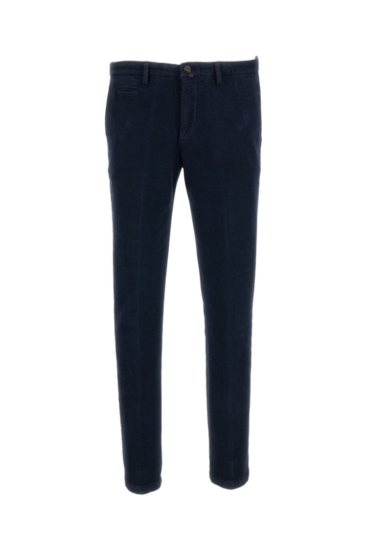Briglia 1949 Blue Moleskin-Effect Cotton Twill Straight-Leg Pants