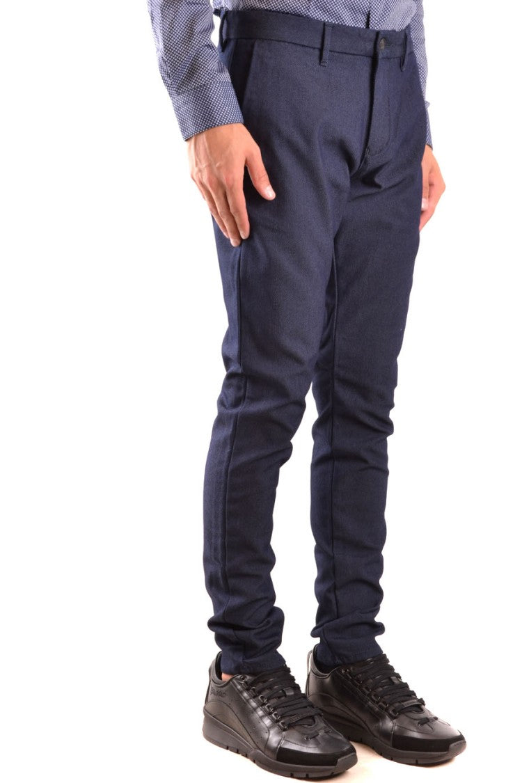 Emporio Armani Slim Fit Textured Trousers Classic Waistband