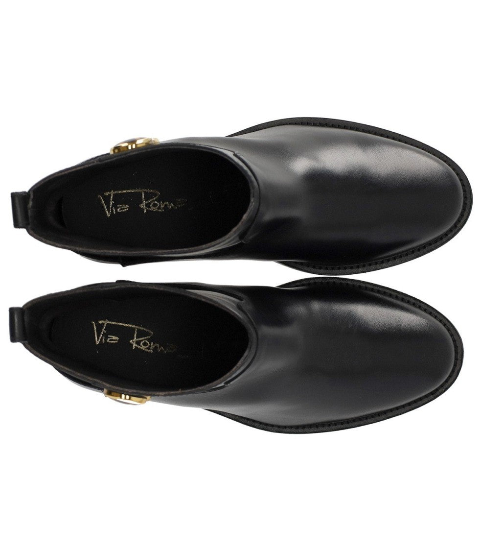 Via Roma 15 Santa Monica Black Ankle Boot With Buttons