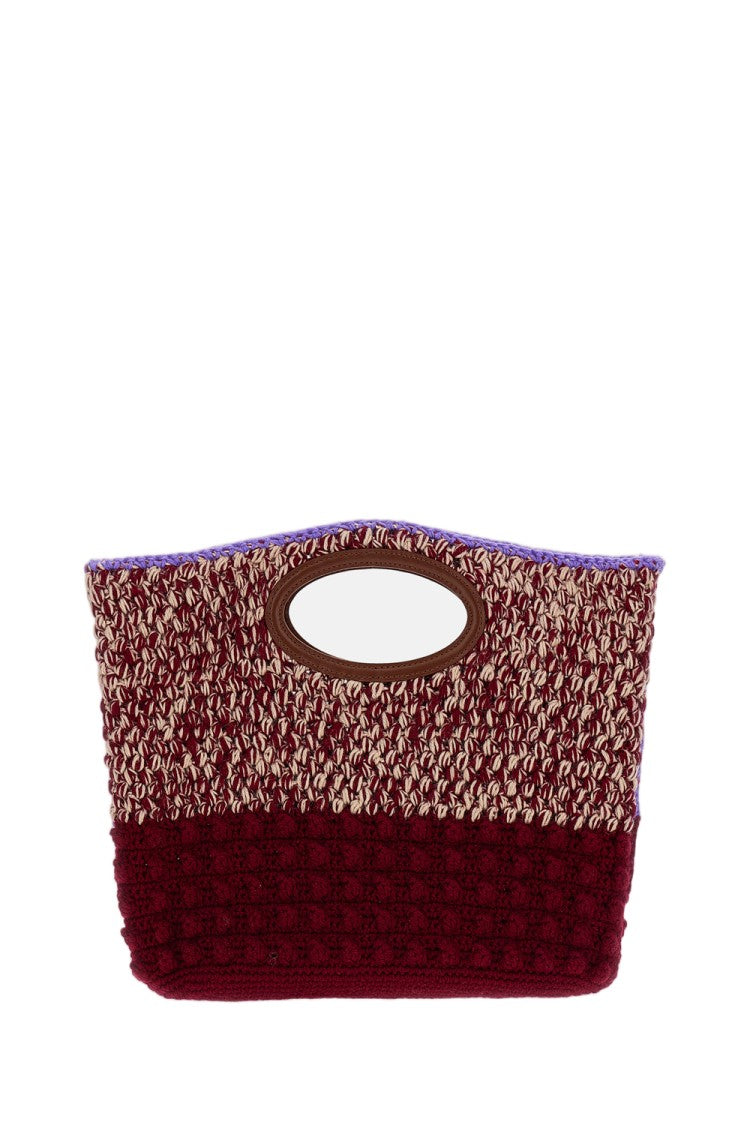 Marni Red Knotty Crochet Wool Knit Clutch