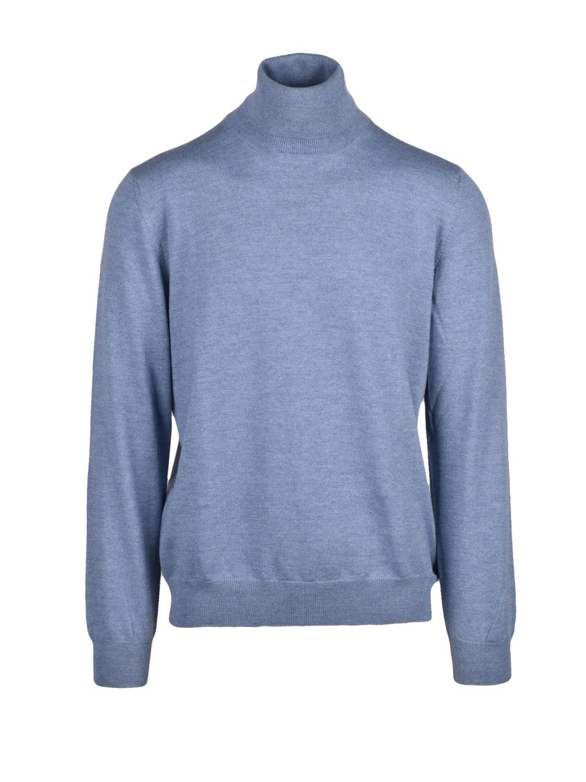 Gran Sasso X Fedele Virgin Wool Cyclist Sweater With High Neckline And Ribbed Details