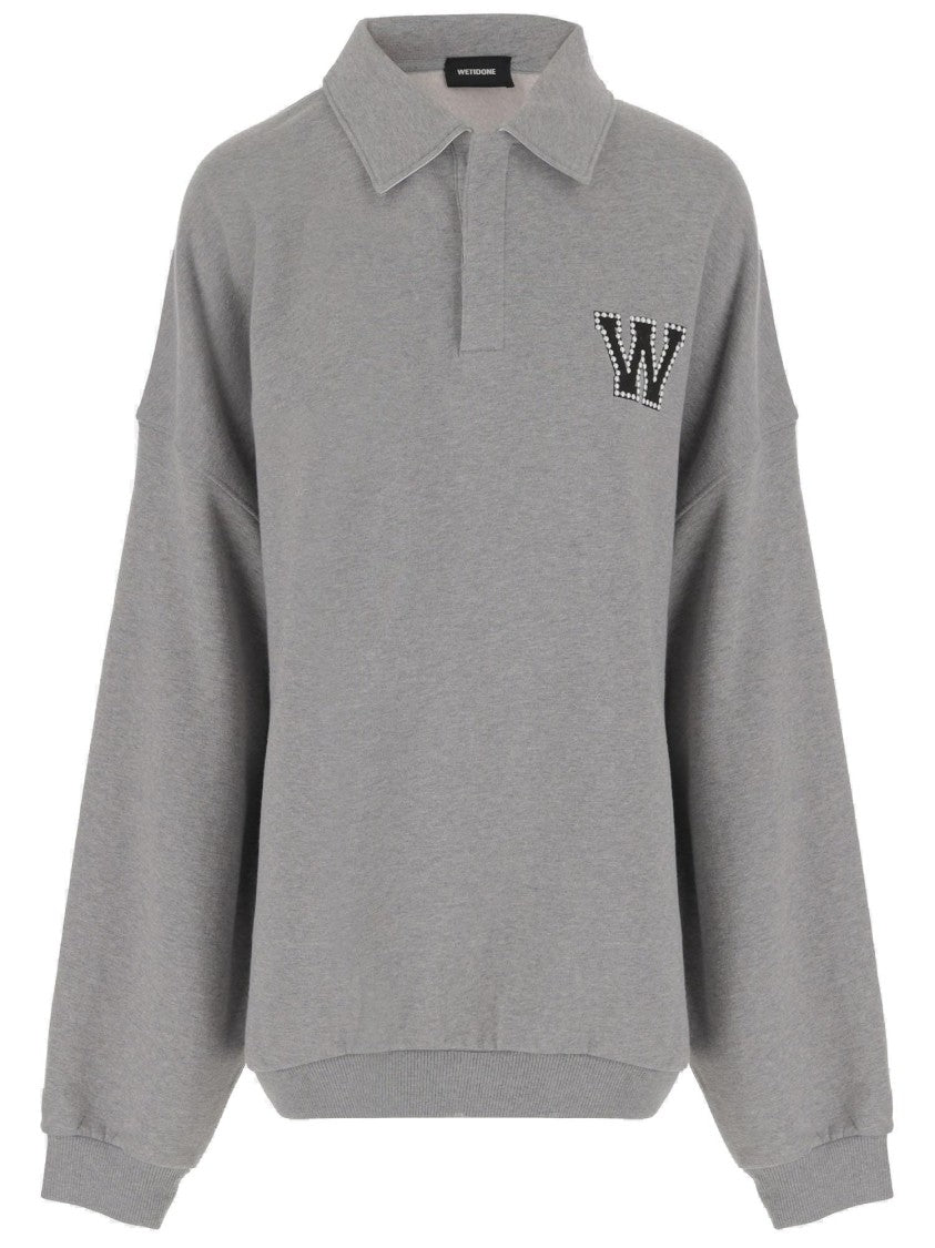 We11 Done Cotton Polo Sweatshirt With Signature Logo