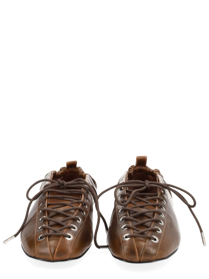 Ganni Ballet-Inspired Flats With Lace-Up Detailing And Snug Fit