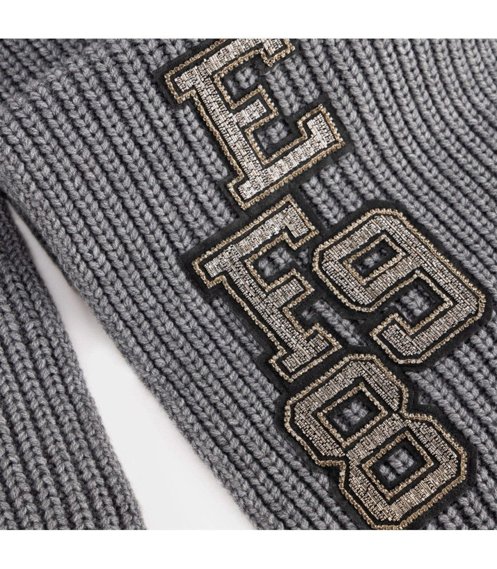 Elisabetta Franchi Steel Melange Ribbed Scarf