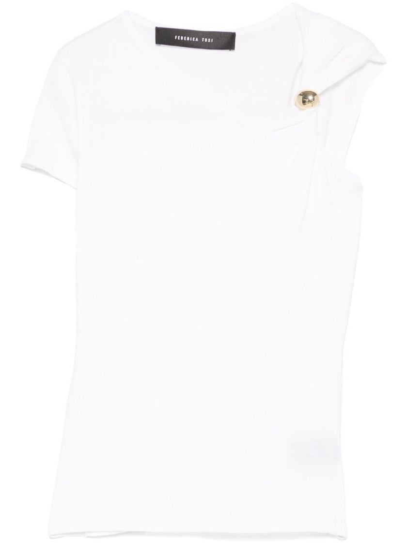 Federica Tosi Asymmetrical White Top With Crossover Design
