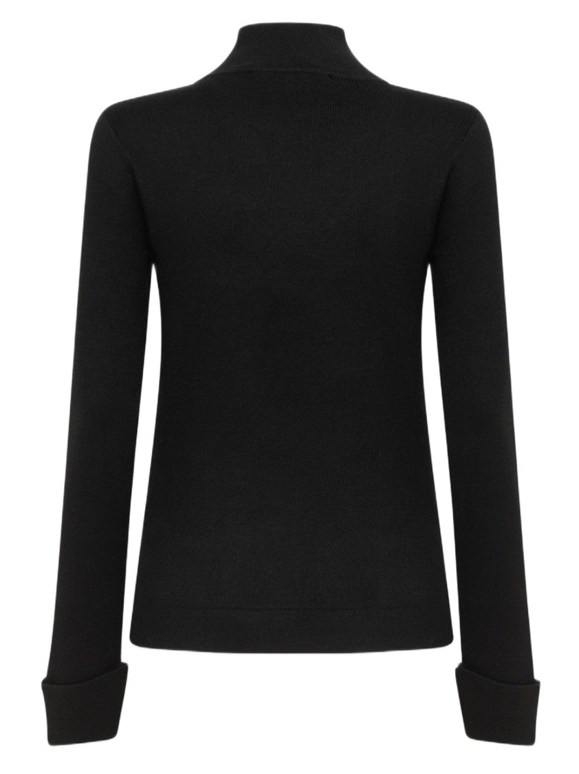 Blugirl Tailored Black Sweater With Subtle Diamond Pattern