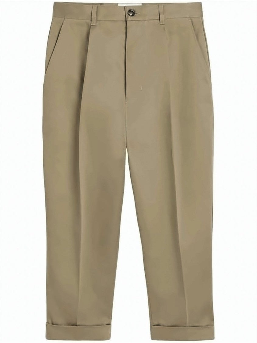Ami Paris Tailored Brown Straight Pants With Structured Fabric