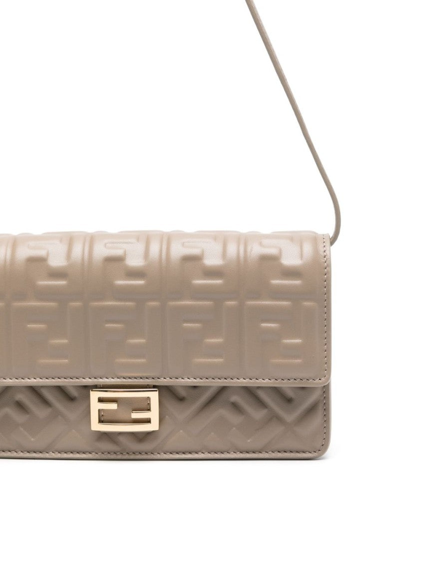 Fendi Rectangular Shoulder Bag With Geometric Embossing