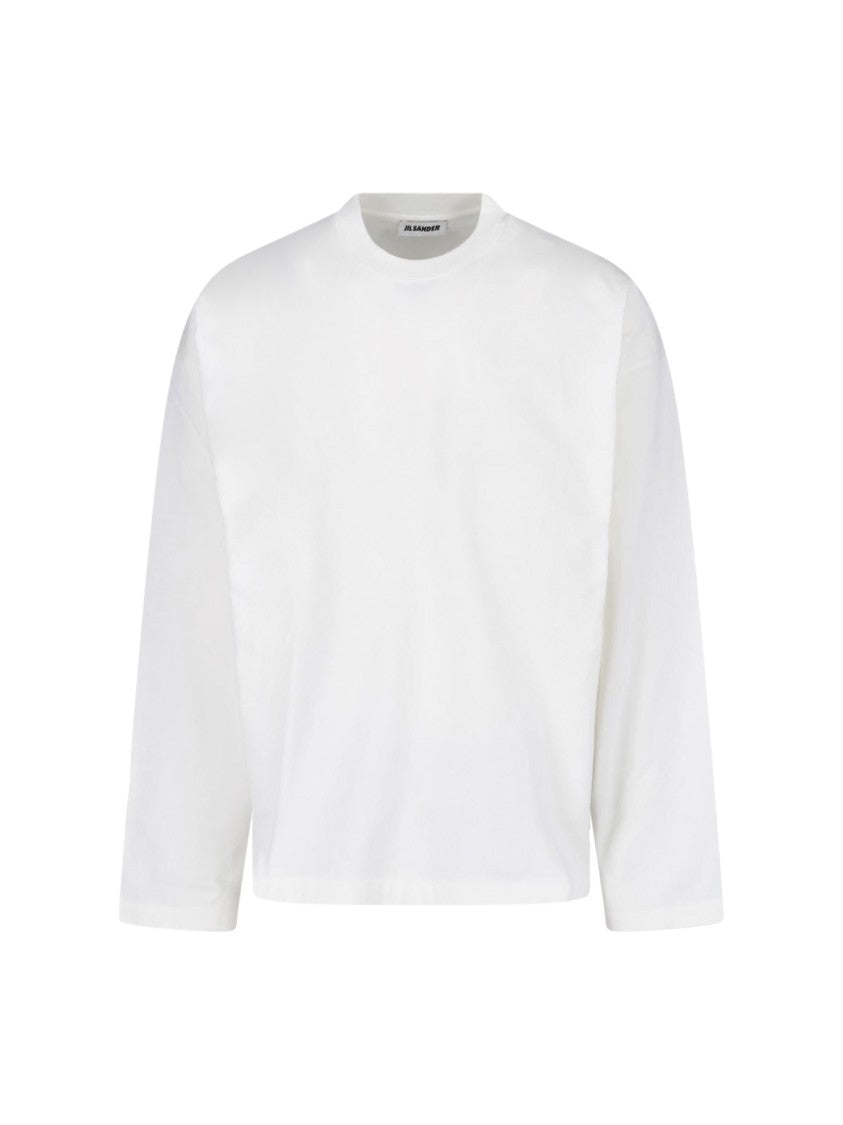Jil Sander White Crewneck Long-Sleeve Cotton T-Shirt