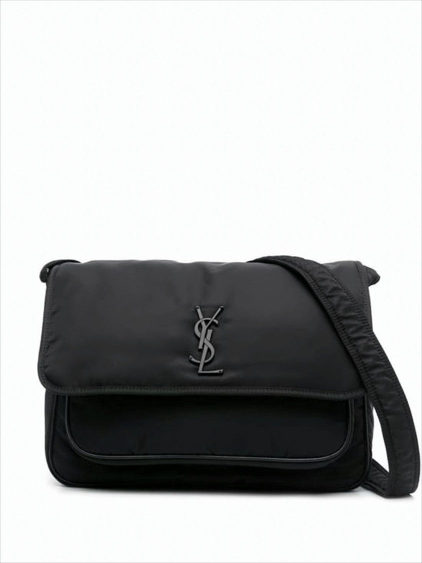 Saint Laurent Smooth Polyamide Crossbody Bag With Metal Emblem