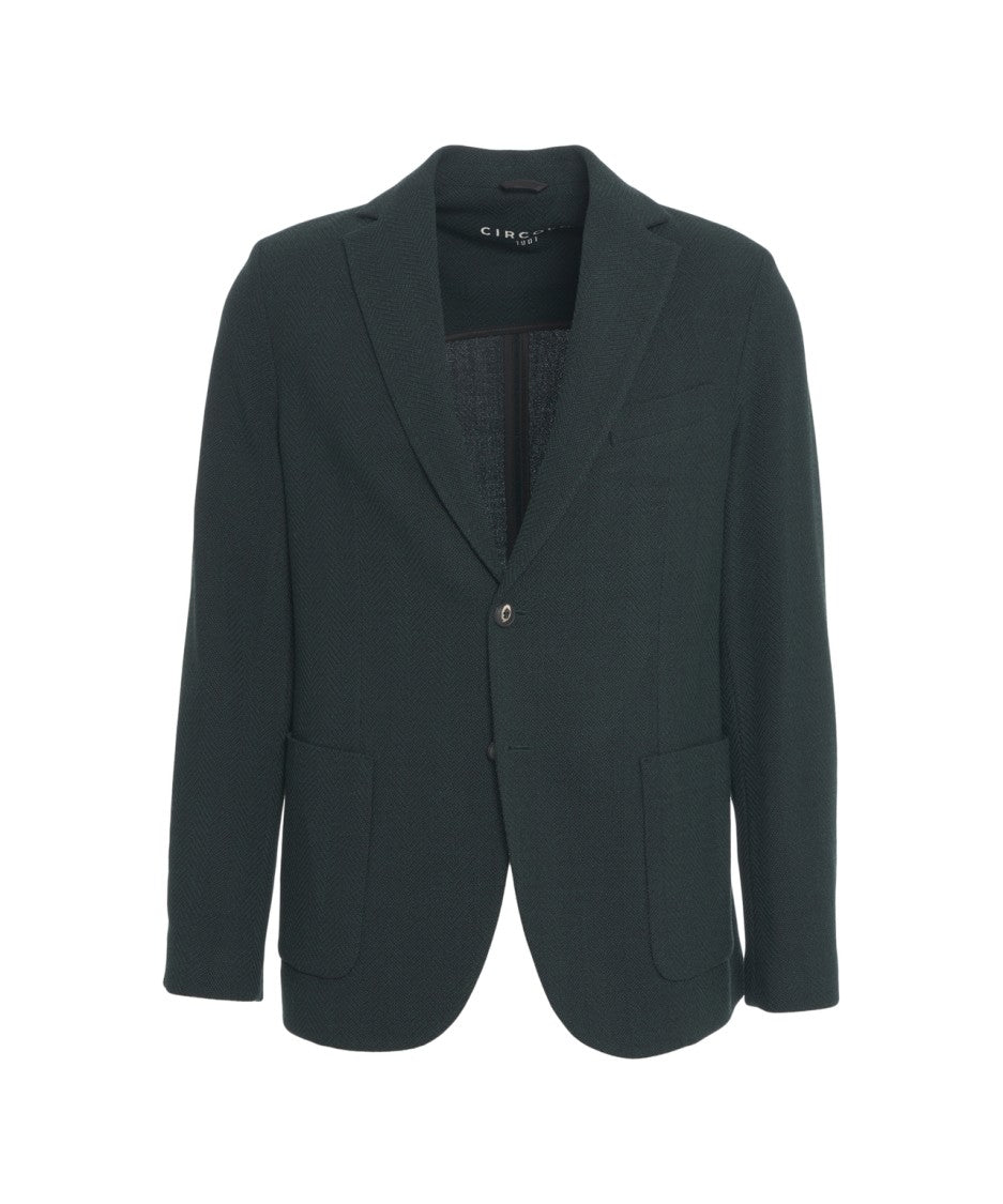 Circolo 1901 Single-Breasted Green Blazer With Fine Knit Texture