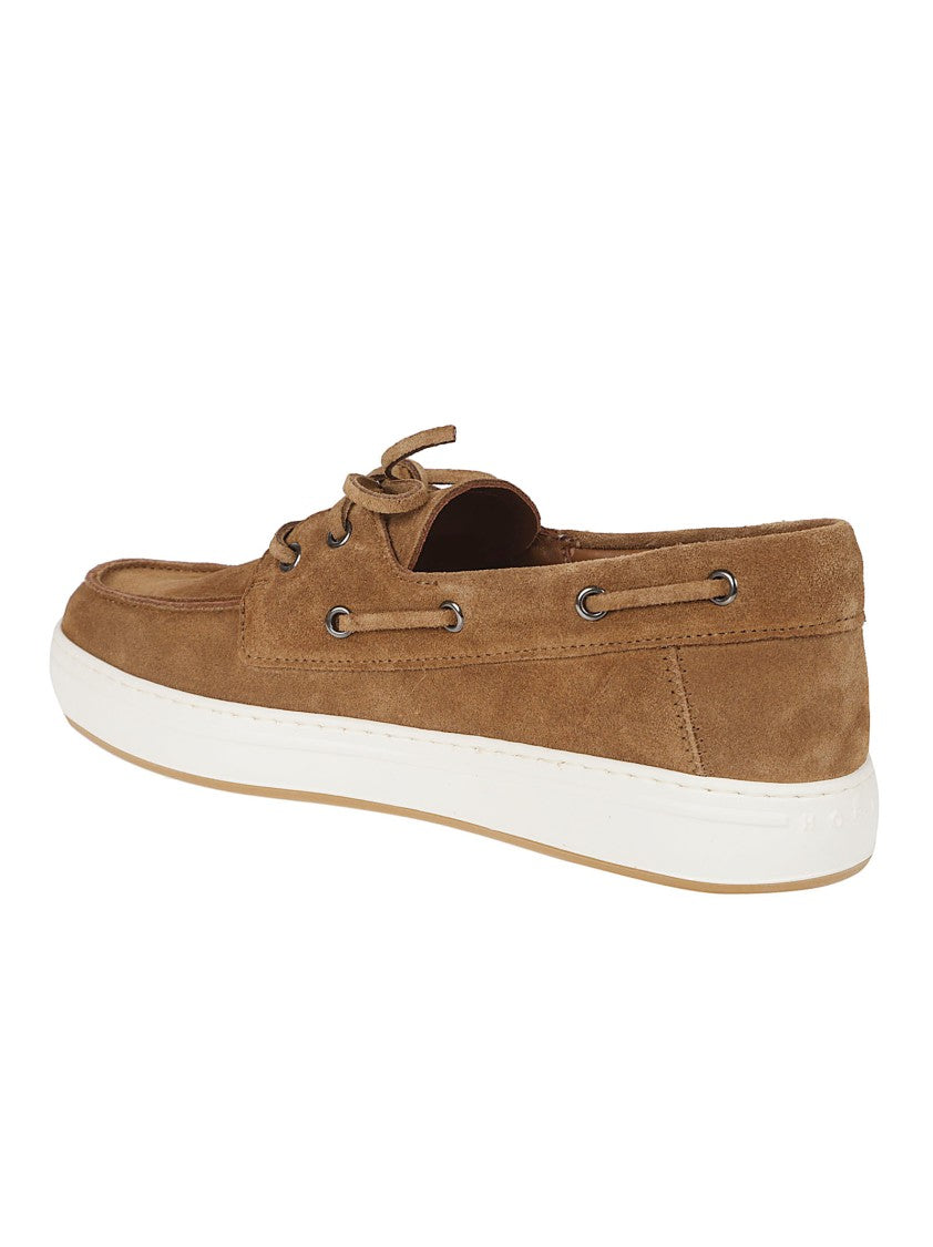 Hogan Moccasin-Inspired Brown Calf Leather Flat Shoes