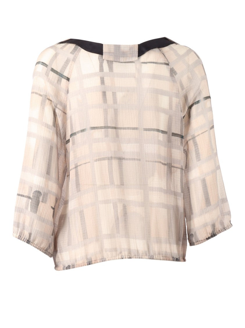Emporio Armani Semi Sheer Ribbon Tie Blouse
