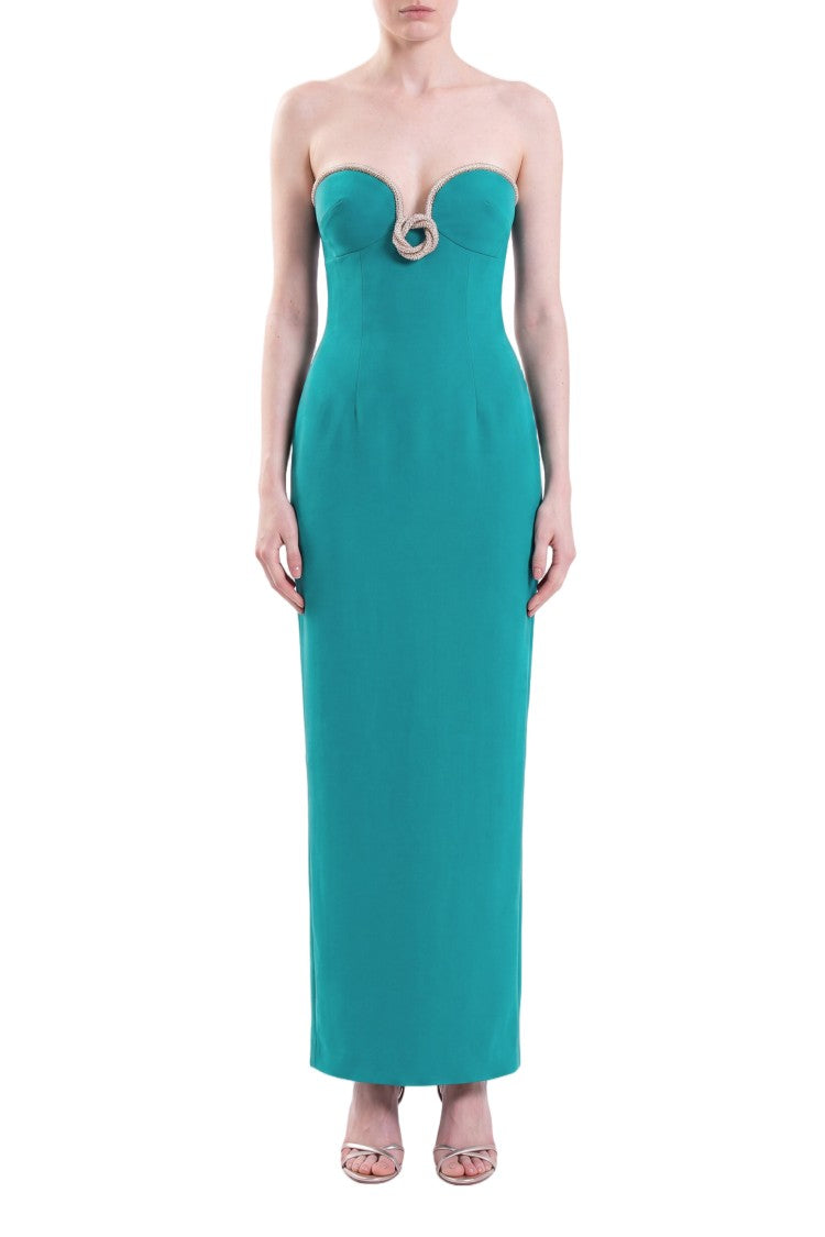 Saiid Kobeisy Strapless Blue Midi Dress