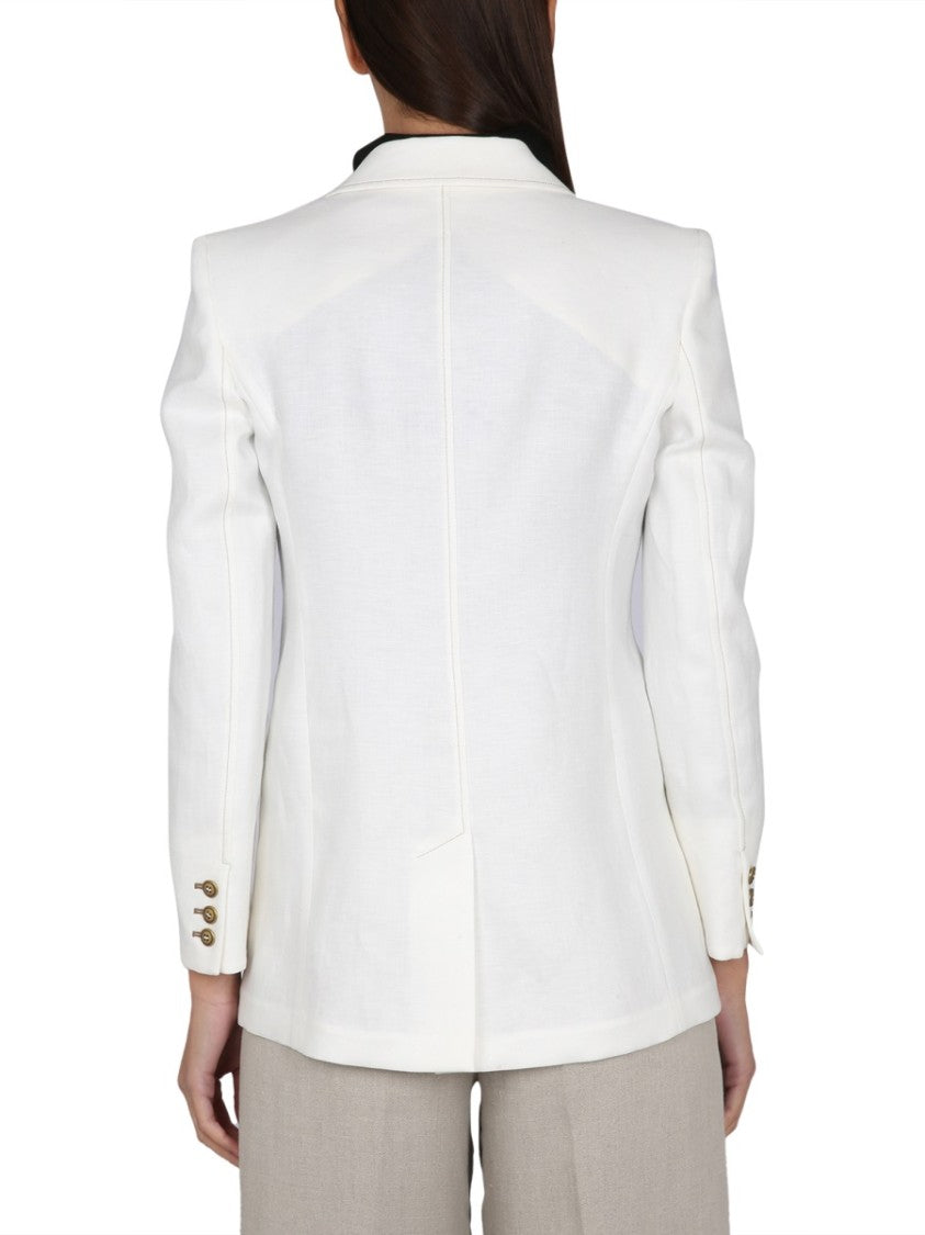 Max Mara Double-Breasted Flax Linen Jacket With Timeless Tailored Silhouette