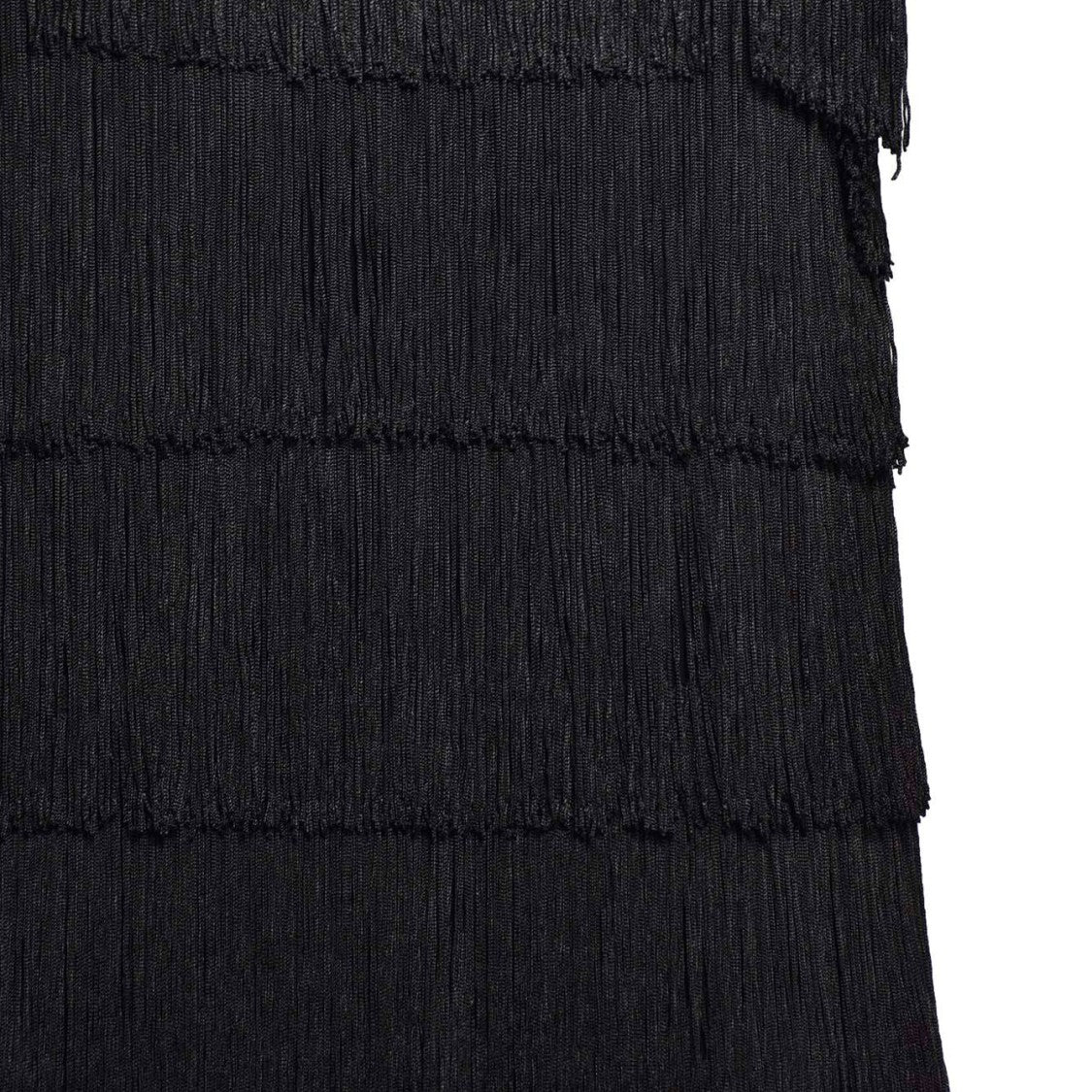 Norma Kamali Fringe-Panel Sleeveless Mini Dress With Subtle Transparency