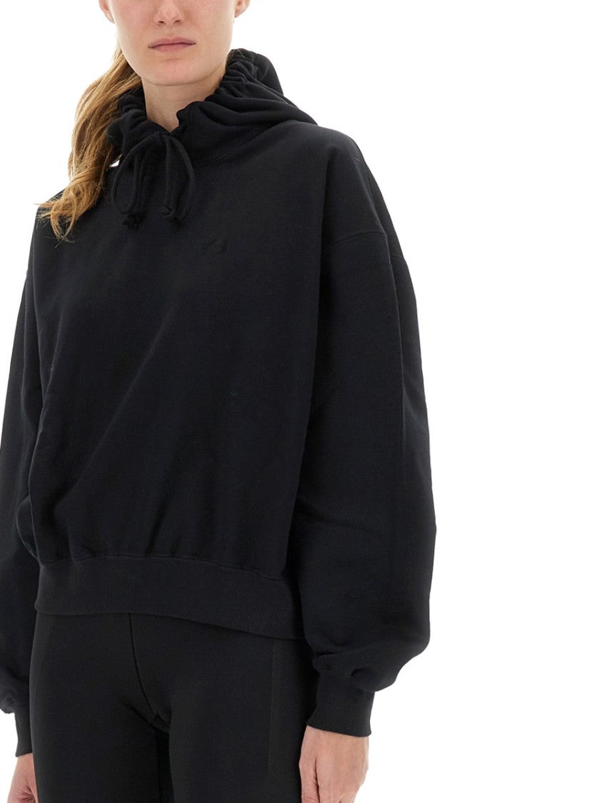 Y-3 Relaxed Fit Hoodie With Gathering At Cuffs