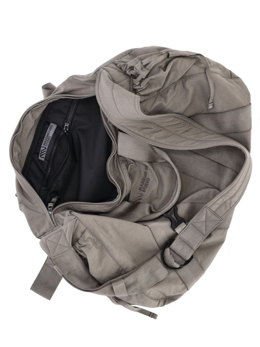 Massimo Osti Studio Taupe Technical Fabric Shoulder Bag