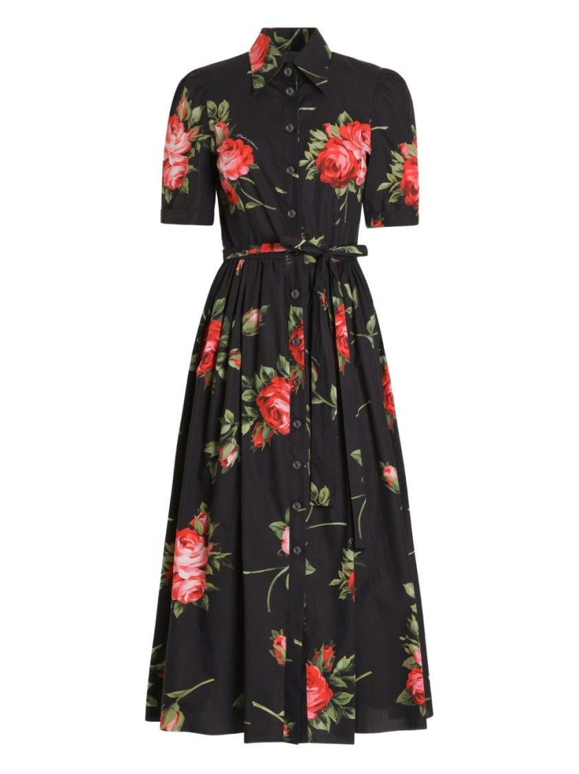Dolce & Gabbana Shirt-Style Midi Dress With Flared Skirt