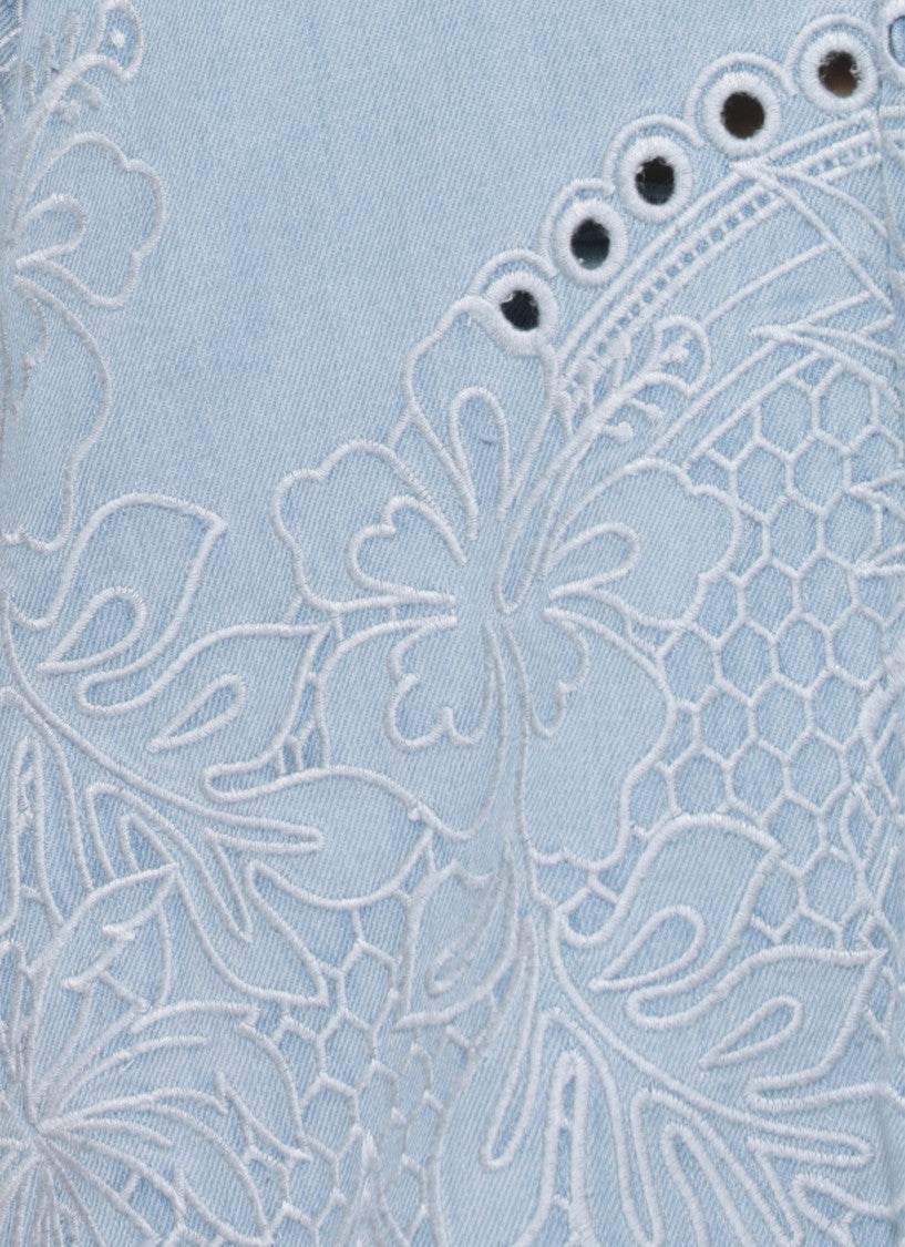 Zimmermann Light Blue Daylight Embroidered Denim Shirt