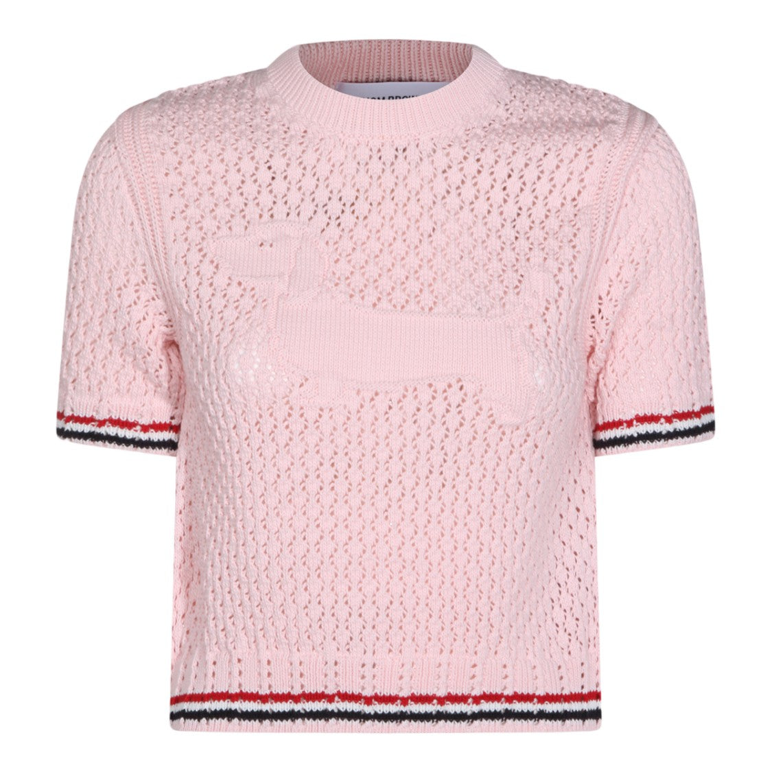 Thom Browne Short-Sleeved Light Pink Knitted Sweater