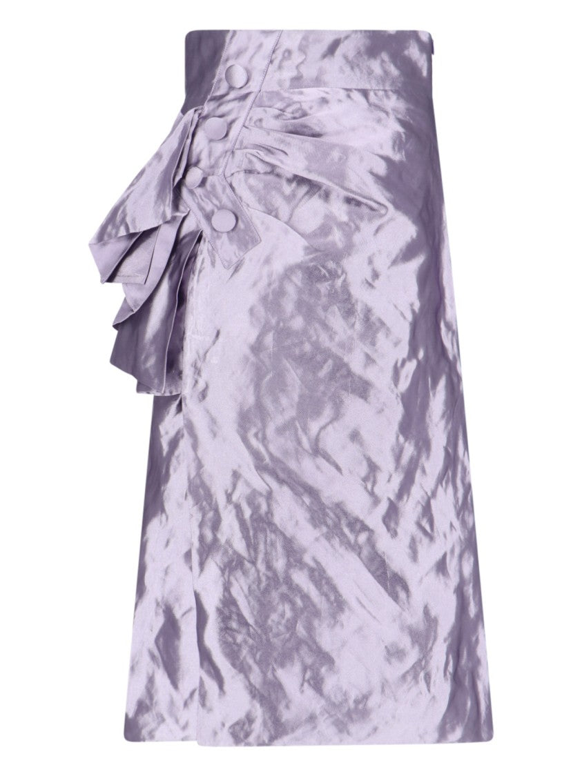 Maison Margiela Draped Midi Skirt In Metallic Purple