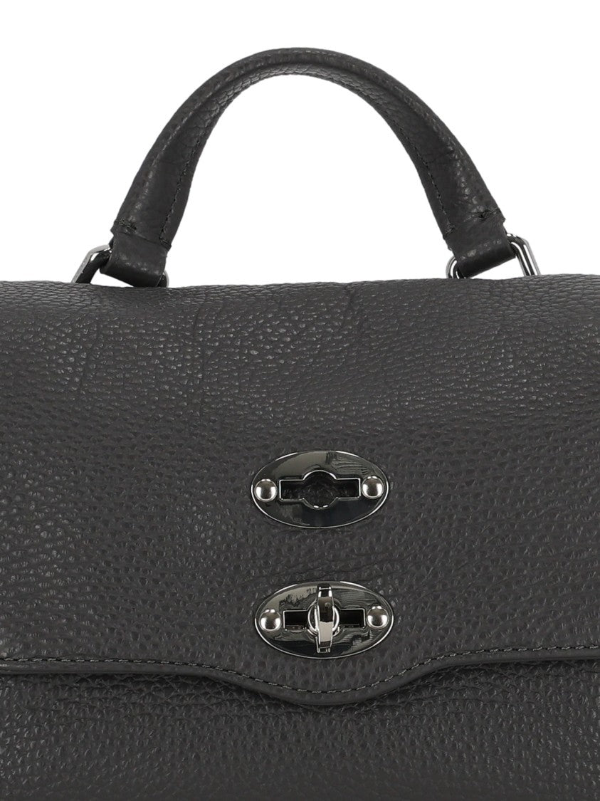 Zanellato Srl Grey Vulcano Daily Pebbled Leather Handbag