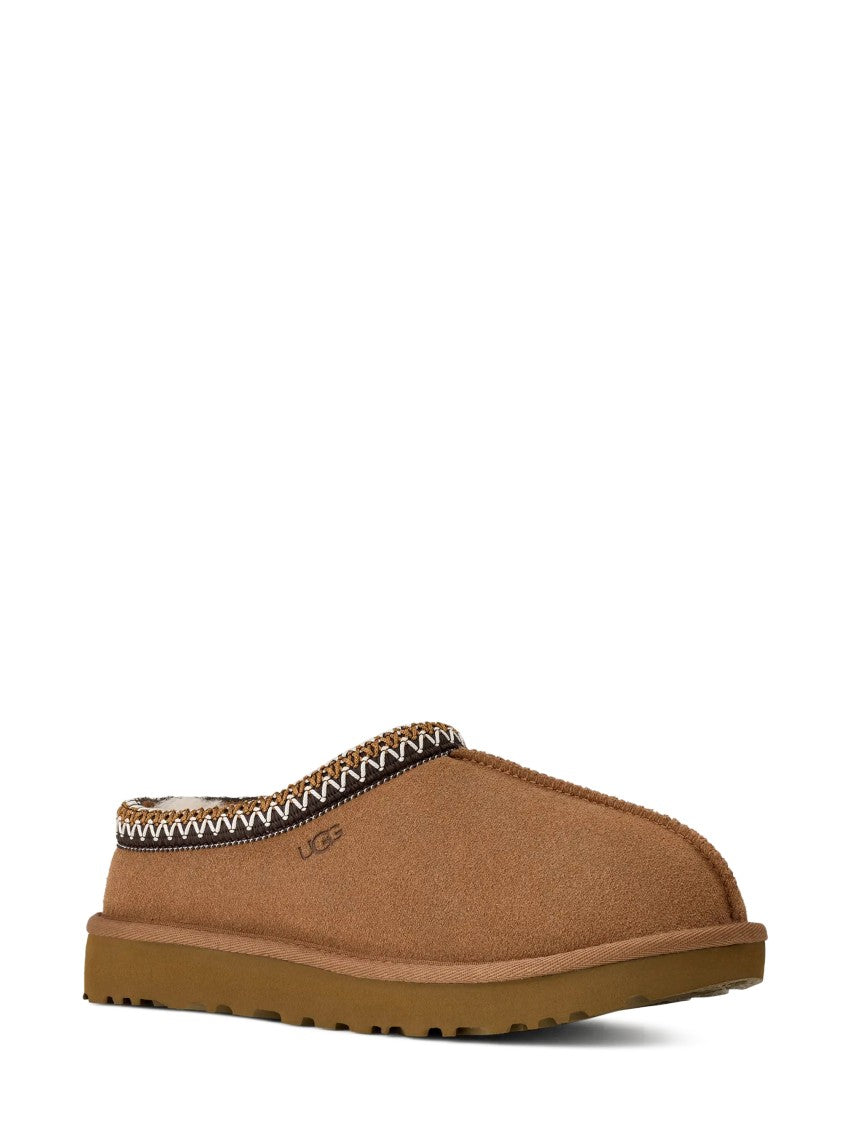 Ugg Suede Mule Flat Shoes With Decorative Zigzag Stitch