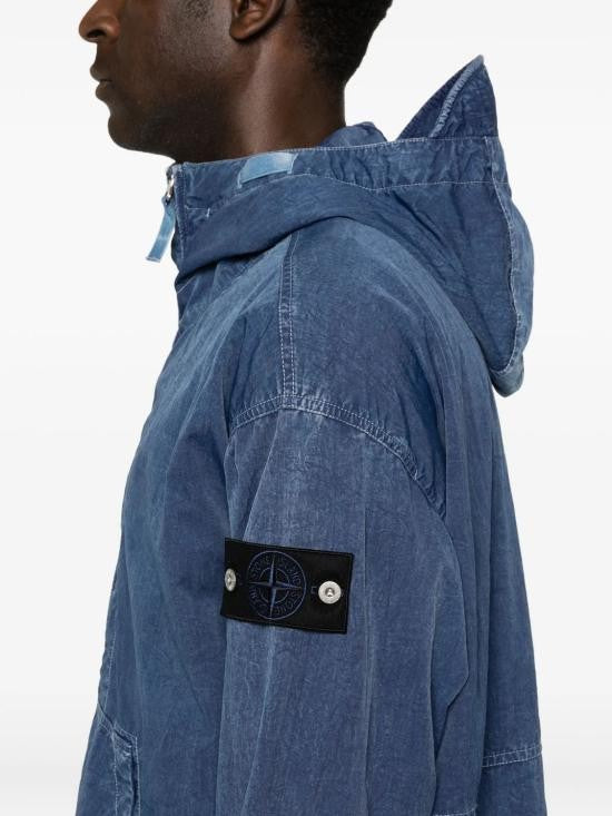 Stone Island Hooded Pullover Jacket With Half-Zip Front And Kangaroo Pocket