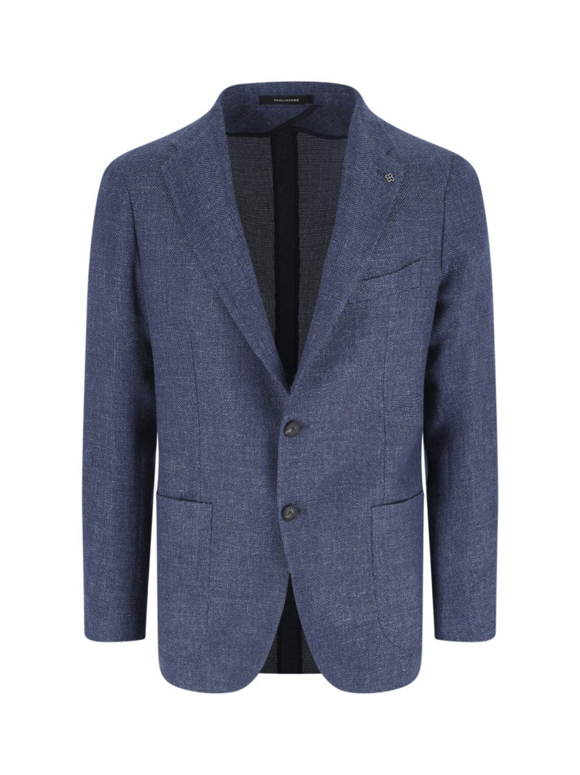 Tagliatore Blue Tailored Textured Notch Lapel Jacket