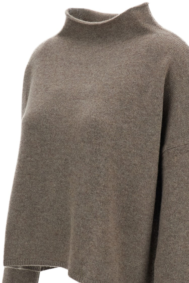 Lisa Yang Beige Sandy Cashmere Mock-Neck Sweater