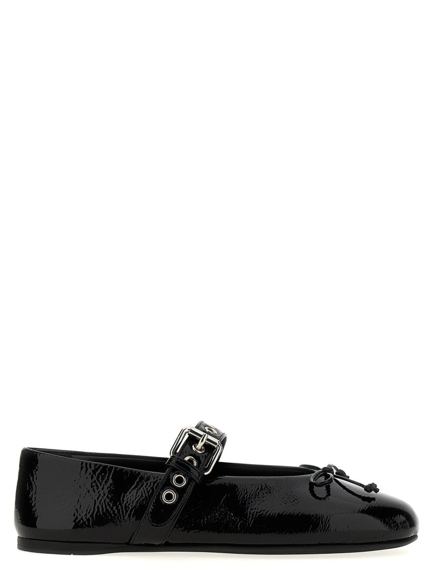 Miu Miu Buckle And Bow Ballet Flats