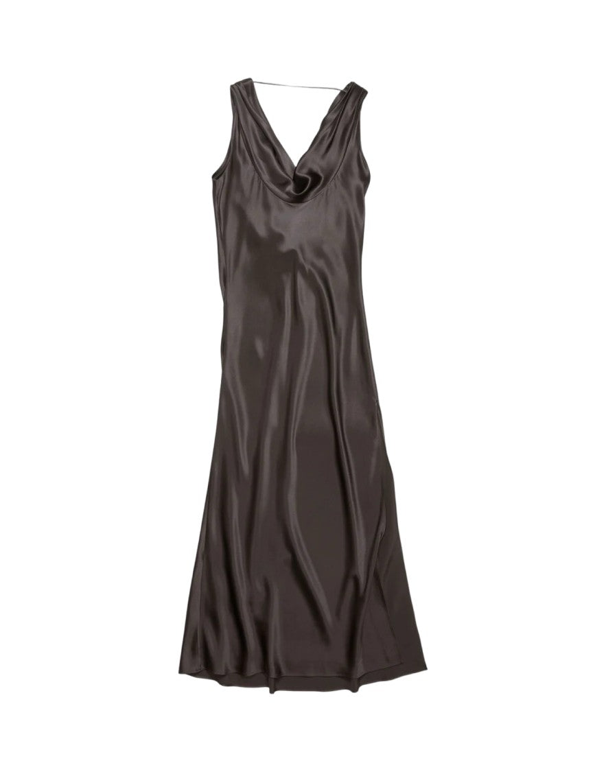 Acne Studios Graphite Silk Satin Midi Dress