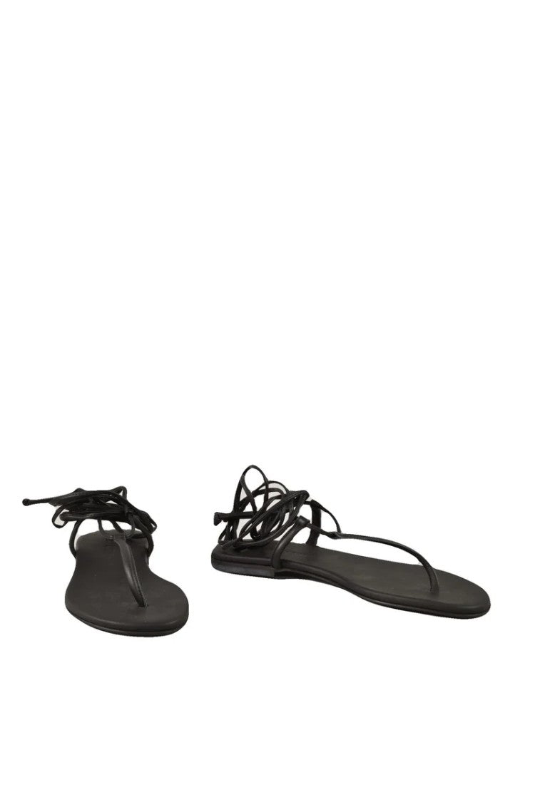 Skills & Genes Black Thong Leather Sandals