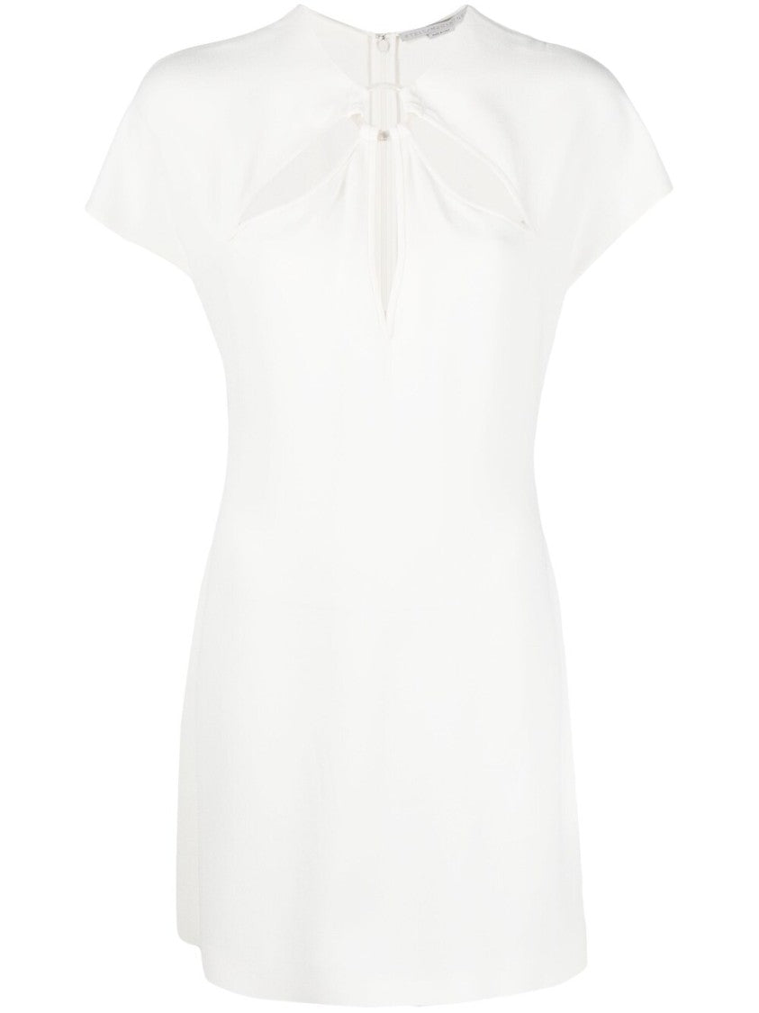 Stella Mccartney White Dress Minimalist Cut-Out Mini Dress