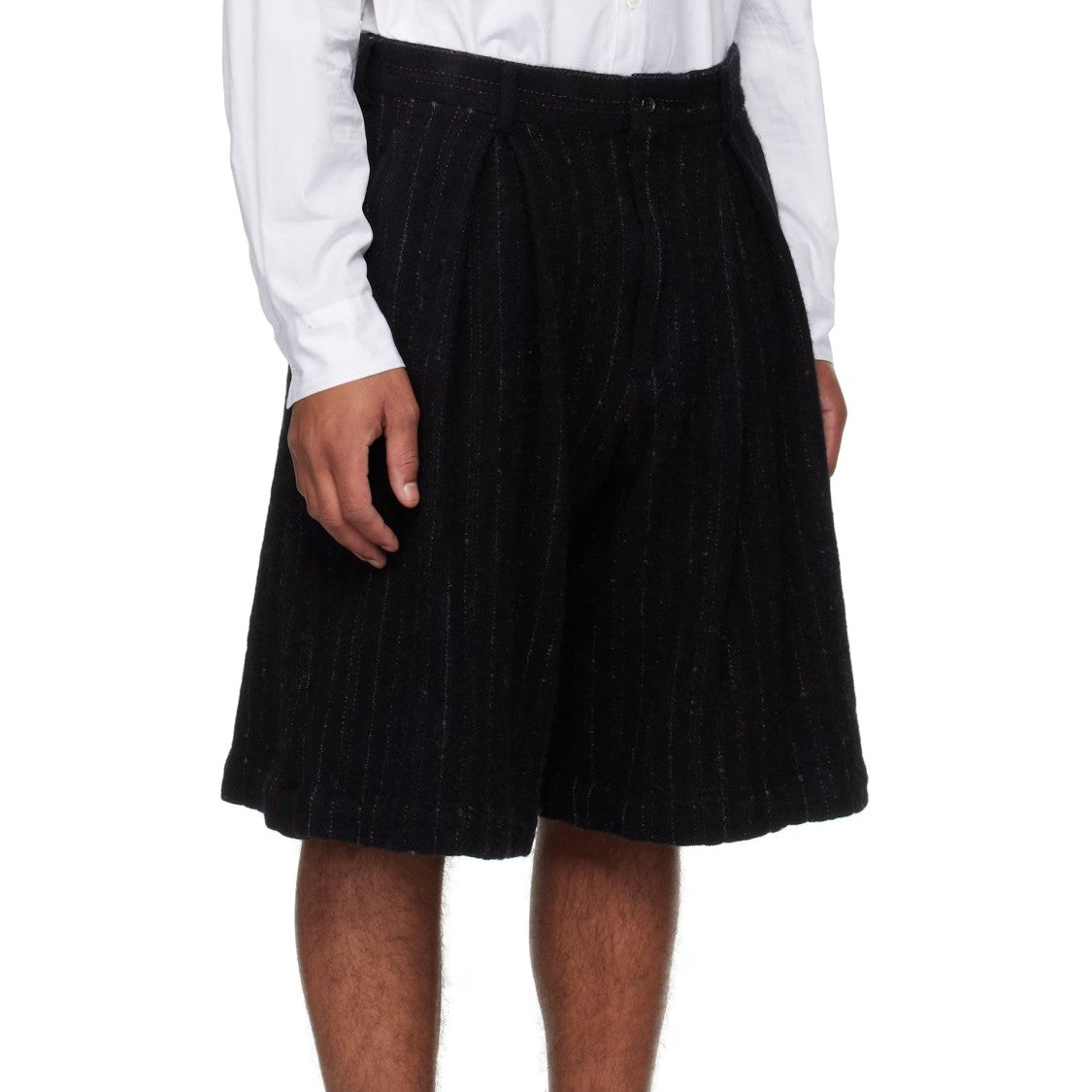 Comme Des Garçons Brushed Wool Black Shorts