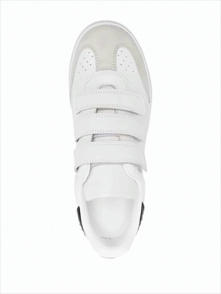 Isabel Marant Perforated White Leather Sneakers With Velcro Straps