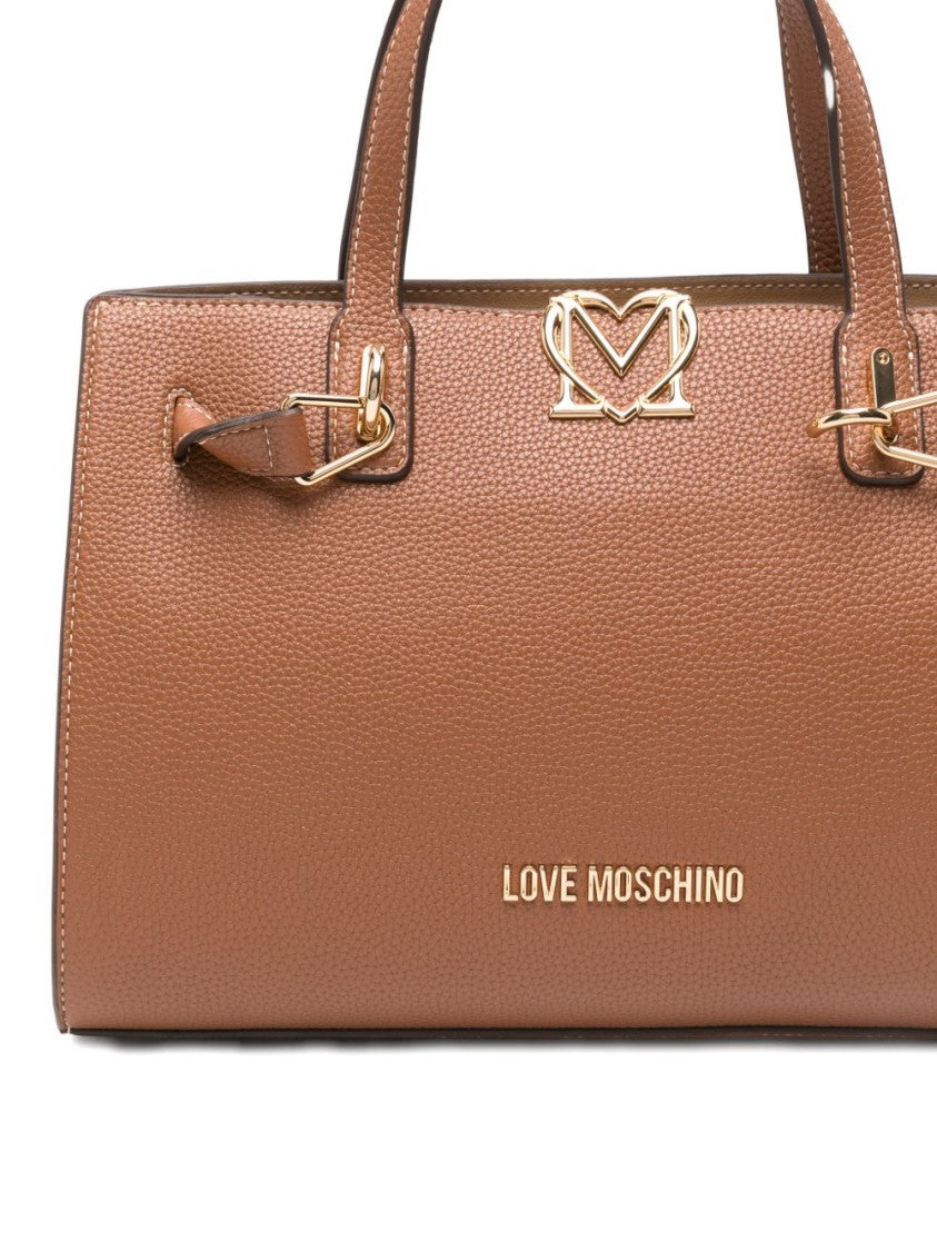 Love Moschino Structured Brown Shopper Bag With Dual Handles And Gold-Tone Accents