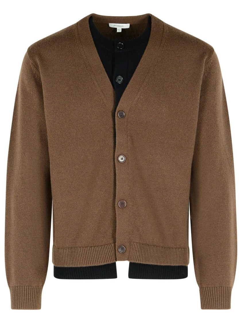 J. W. Anderson Brown Cashmere Blend Layered Cardigan