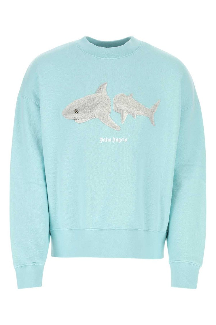 Palm Angels Pastel Light-Blue Cotton Sweatshirt