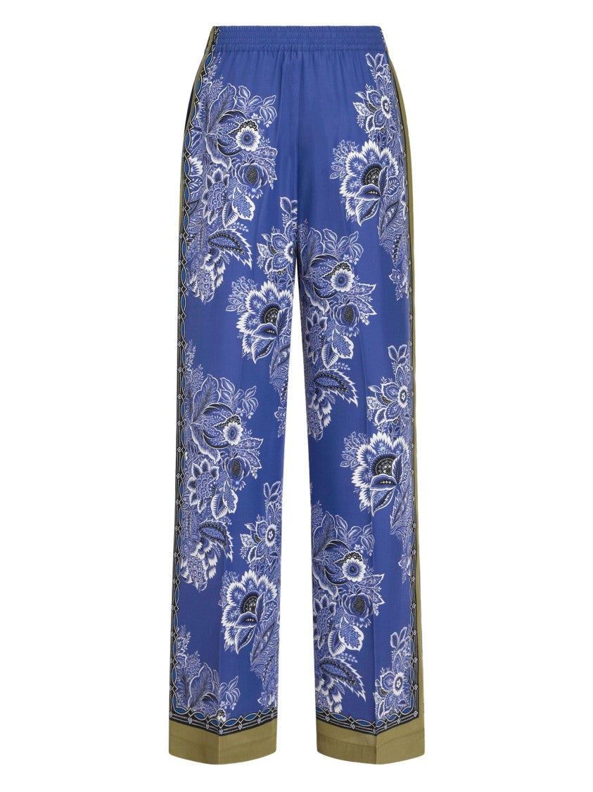 Etro Wide-Leg Floral Silk Trousers