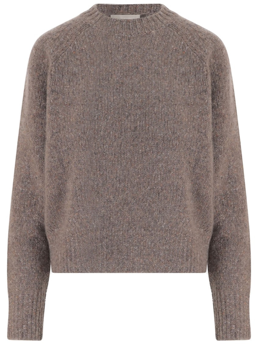 Allude Beige Knit Pattern Ribbed Cuffs Cashmere Sweater