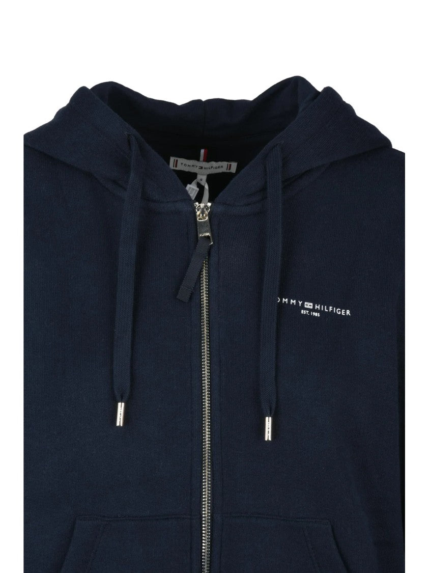 Tommy Hilfiger Navy Blue Zip-Up Cotton Hoodie
