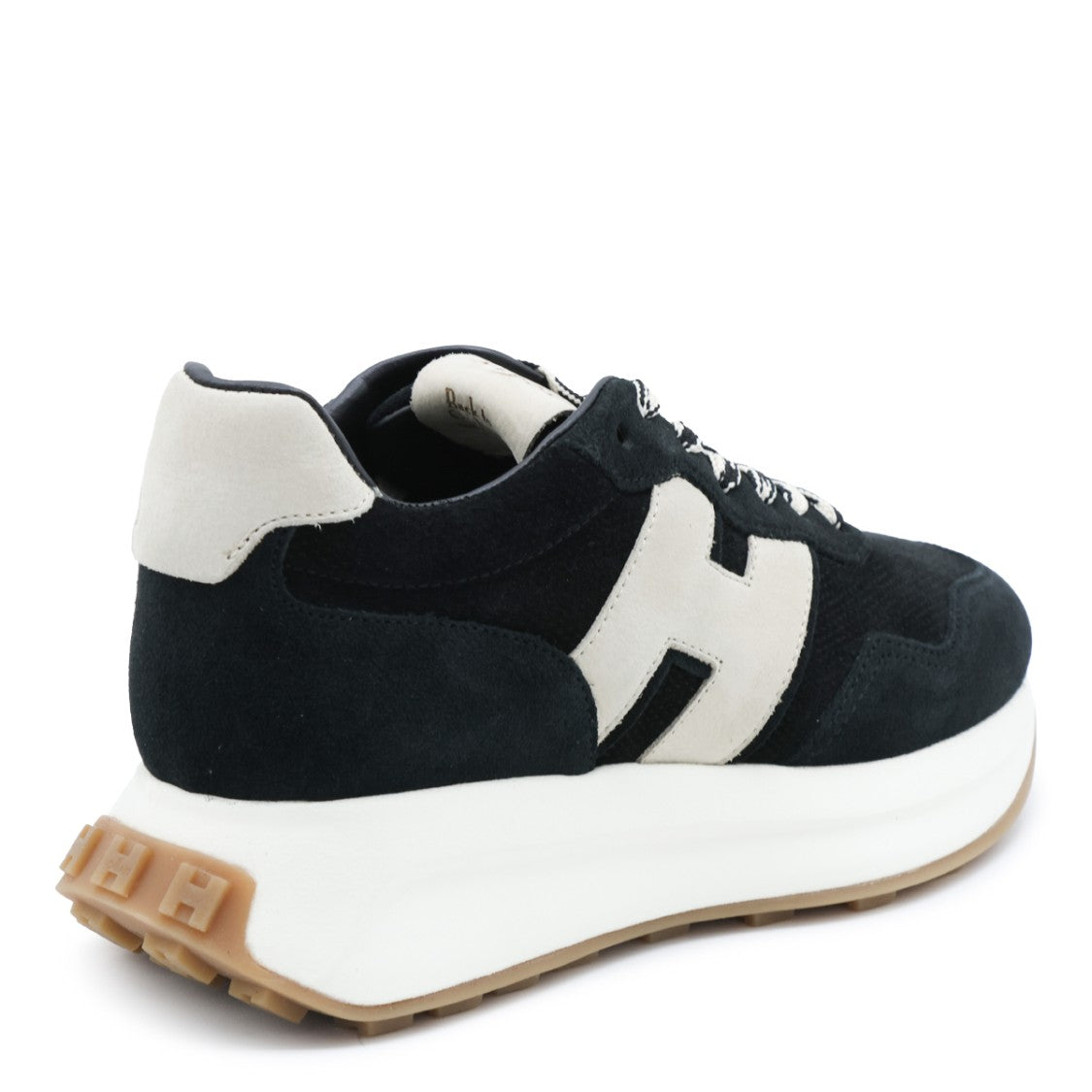 Hogan Chunky Black Sneakers With Distinctive White 'H' Logo