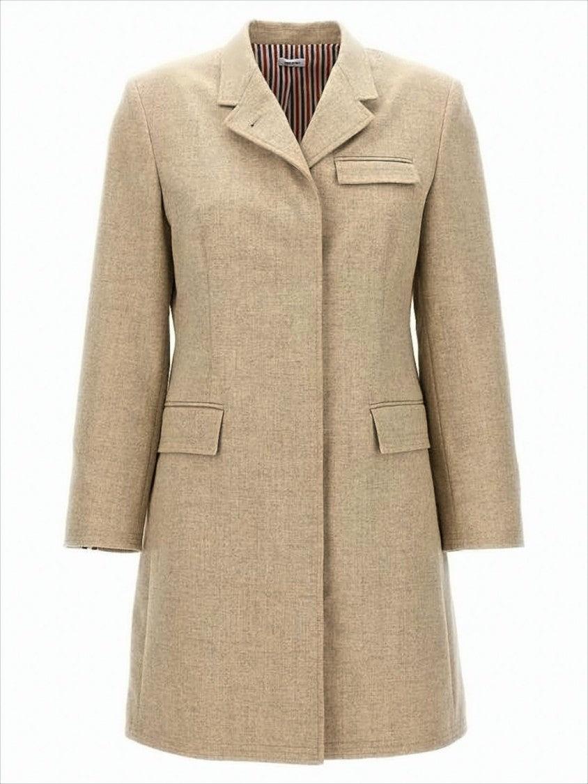 Thom Browne Tailored Short Coat With Structured Collar And Concealed Buttons