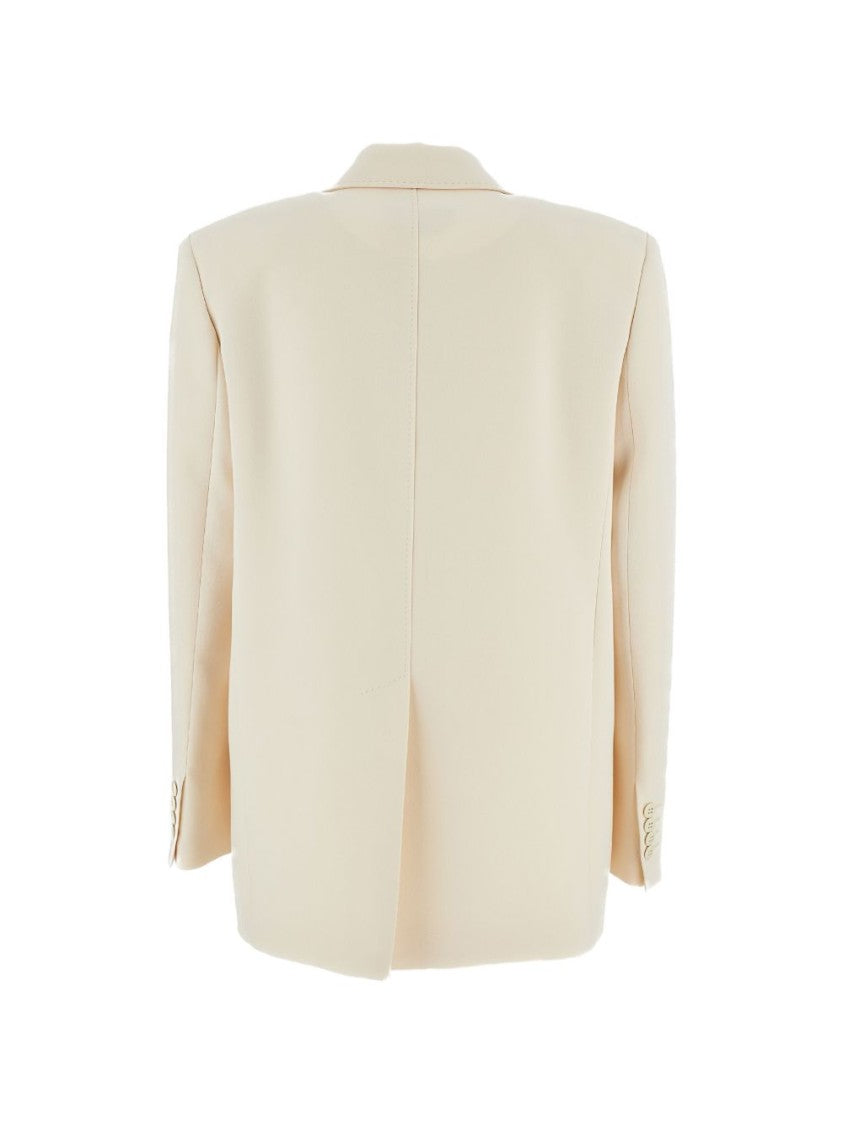 Max Mara Elongated Beige Jacket With Single-Button Placket