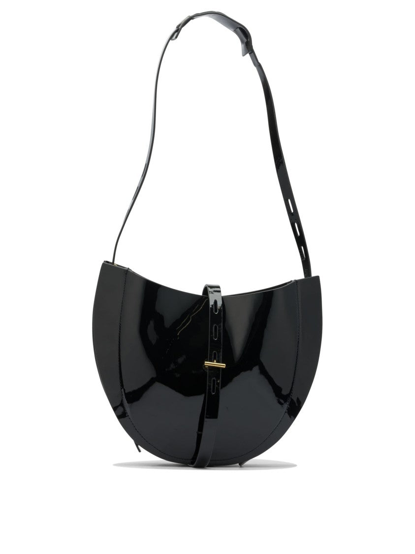 Minobossi Semi-Circular Patent Leather Shoulder Bag